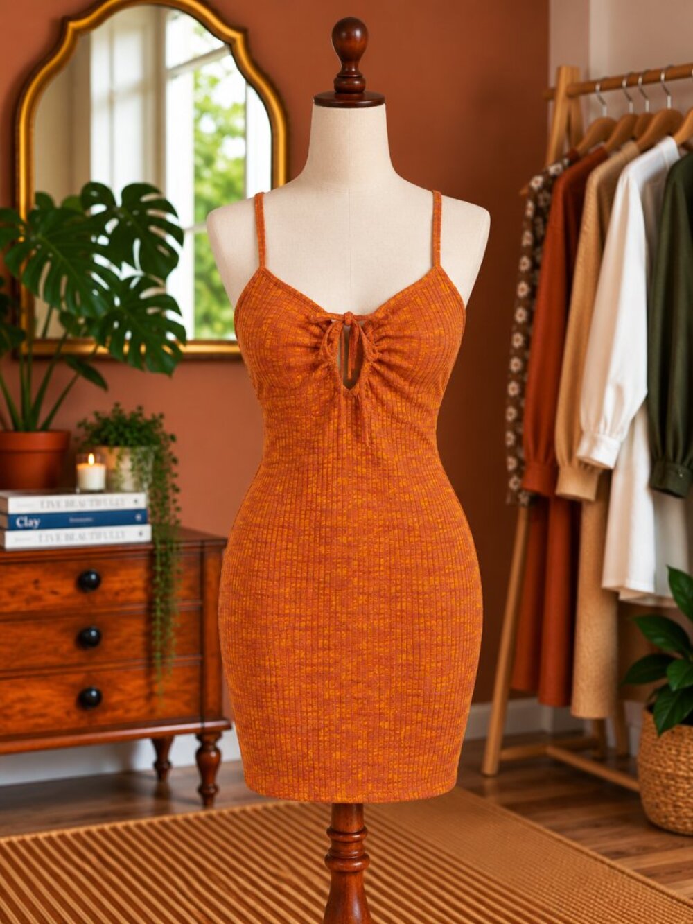 Ribbed jersey bodycon dress